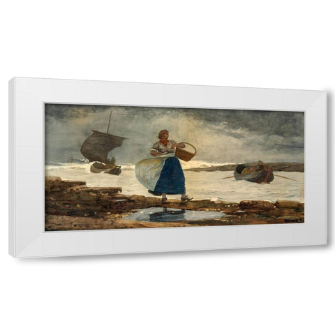 Inside the Bar White Modern Wood Framed Art Print by Homer, Winslow