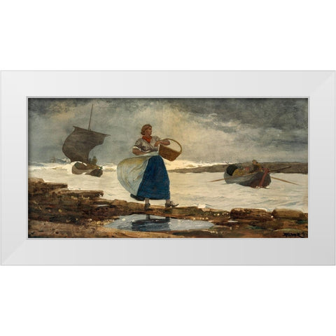 Inside the Bar White Modern Wood Framed Art Print by Homer, Winslow