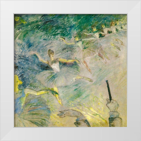 Ballet Dancers White Modern Wood Framed Art Print by Toulouse-Lautrec, Henri de