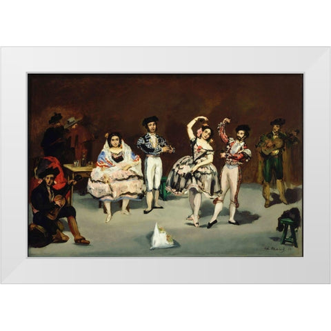 Spanish Ballet White Modern Wood Framed Art Print by Manet, Edouard