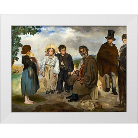 The Old Musician White Modern Wood Framed Art Print by Manet, Edouard