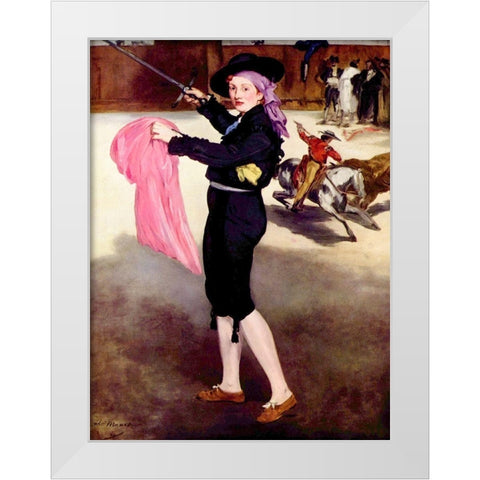 Mademoiselle V. in the Costume of an Espada White Modern Wood Framed Art Print by Manet, Edouard