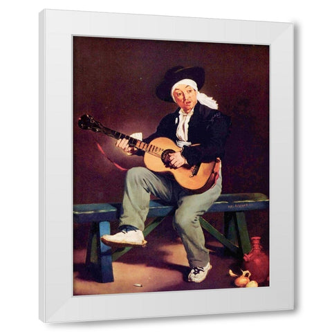 The Spanish singer White Modern Wood Framed Art Print by Manet, Edouard
