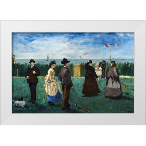 The Croquet Party White Modern Wood Framed Art Print by Manet, Edouard
