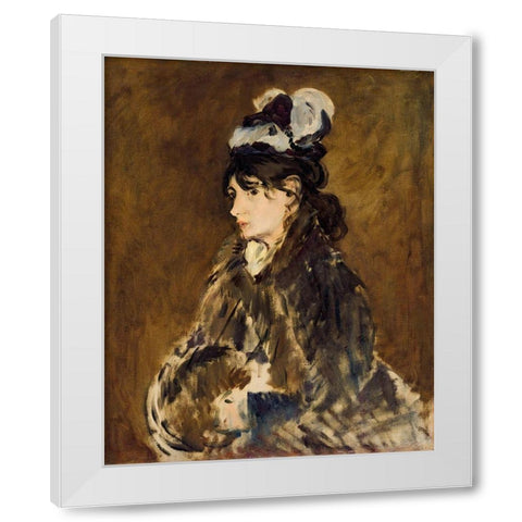 Berthe Morisot at Le Manchon White Modern Wood Framed Art Print by Manet, Edouard