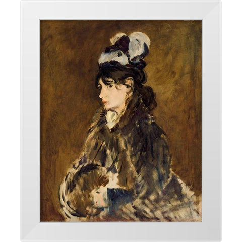Berthe Morisot at Le Manchon White Modern Wood Framed Art Print by Manet, Edouard