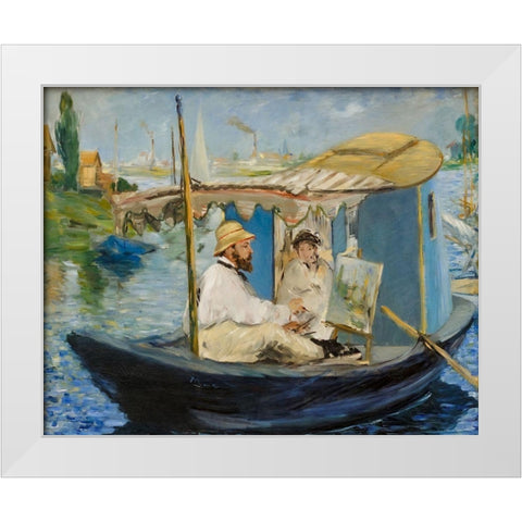 Claude Monet in Argenteuil White Modern Wood Framed Art Print by Manet, Edouard