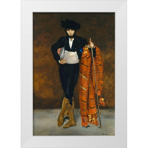 Young man dressed as a majo White Modern Wood Framed Art Print by Manet, Edouard