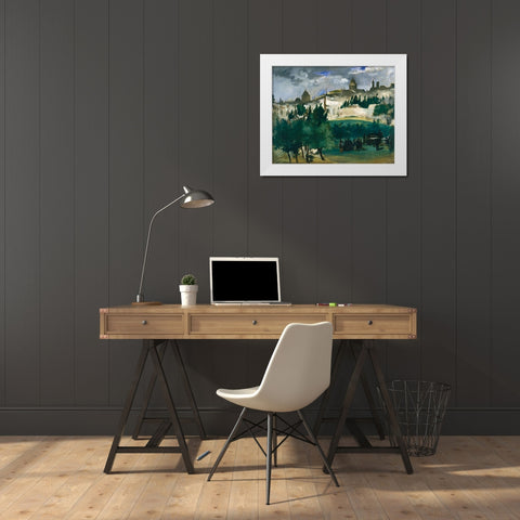 The Funeral White Modern Wood Framed Art Print by Manet, Edouard