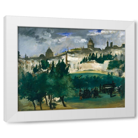 The Funeral White Modern Wood Framed Art Print by Manet, Edouard