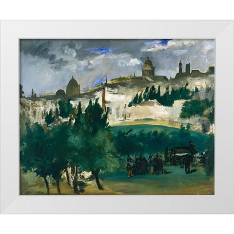 The Funeral White Modern Wood Framed Art Print by Manet, Edouard