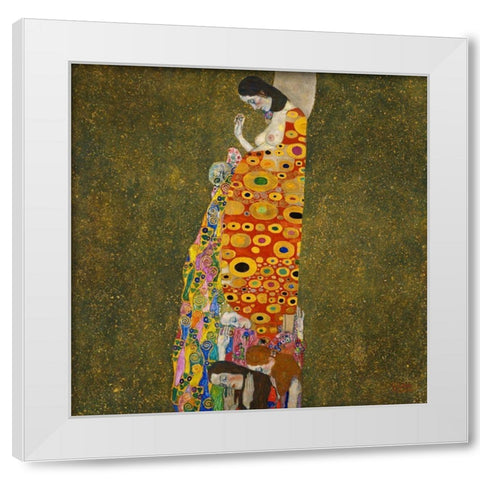 Hope, II White Modern Wood Framed Art Print by Klimt, Gustav