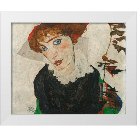 Portrait of Wally Neuzil White Modern Wood Framed Art Print by Schiele, Egon