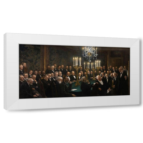 A meeting in the Royal Danish Academy of Sciences and Letters White Modern Wood Framed Art Print by Kroyer, Peder Severin