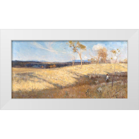 Golden summer, Eaglemont White Modern Wood Framed Art Print by Streeton, Arthur