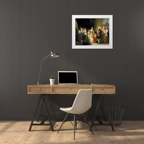 Charles IV of Spain and His Family White Modern Wood Framed Art Print by Goya, Francisco