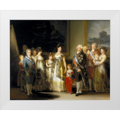 Charles IV of Spain and His Family White Modern Wood Framed Art Print by Goya, Francisco