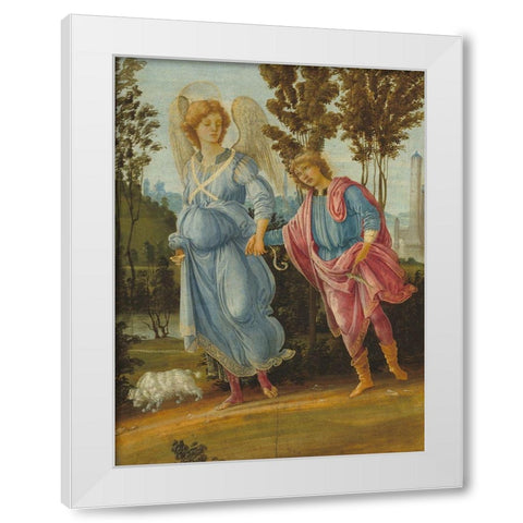 Tobias and the Angel White Modern Wood Framed Art Print by Lippi, Filippino
