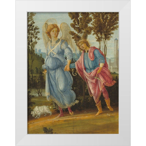 Tobias and the Angel White Modern Wood Framed Art Print by Lippi, Filippino