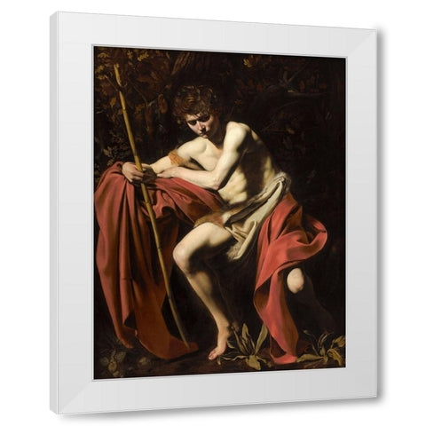 Saint John the Baptist in the Wilderness White Modern Wood Framed Art Print by Caravaggio