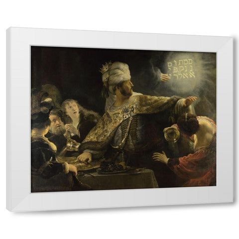 Belshazzars Feast White Modern Wood Framed Art Print by Rembrandt