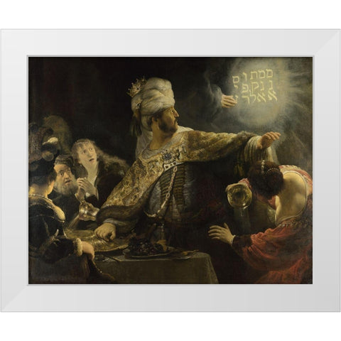 Belshazzars Feast White Modern Wood Framed Art Print by Rembrandt