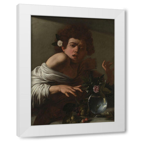 Boy Bitten by a Lizard White Modern Wood Framed Art Print by Caravaggio