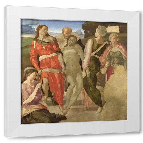 The Entombment White Modern Wood Framed Art Print by Michelangelo