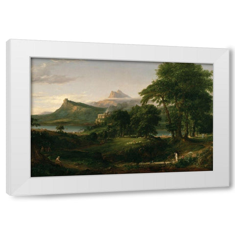 The Course of Empire The Arcadian or Pastoral State White Modern Wood Framed Art Print by Cole, Thomas