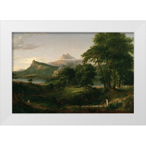 The Course of Empire The Arcadian or Pastoral State White Modern Wood Framed Art Print by Cole, Thomas