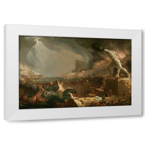 The Course of Empire Destruction White Modern Wood Framed Art Print by Cole, Thomas