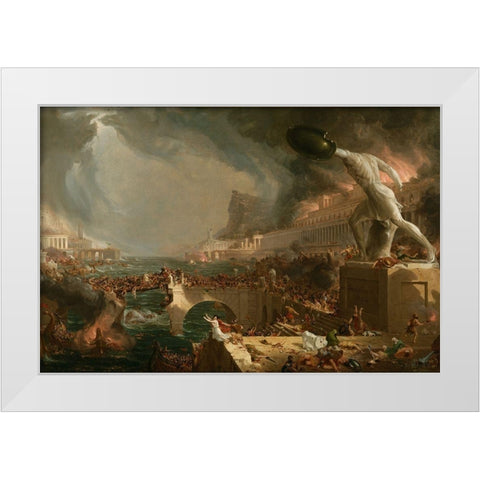 The Course of Empire Destruction White Modern Wood Framed Art Print by Cole, Thomas