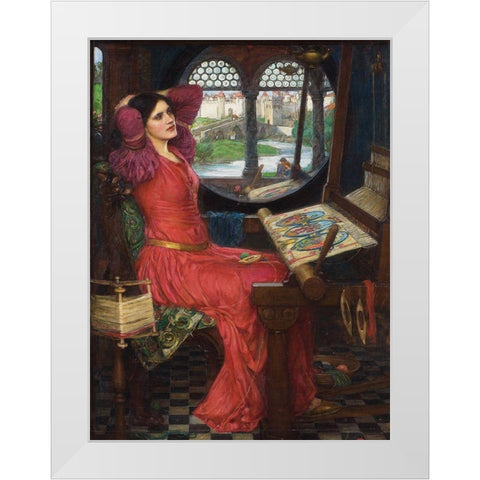 I am half-sick of shadows, said the lady of shalott White Modern Wood Framed Art Print by Waterhouse, John William