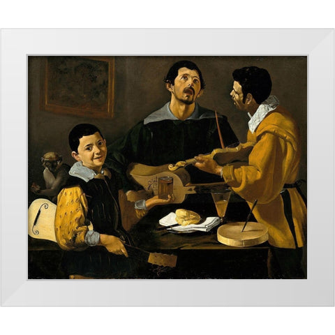 The Three Musicians White Modern Wood Framed Art Print by Velazquez, Diego