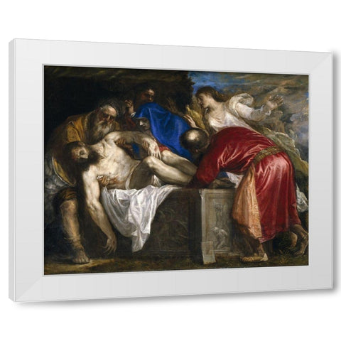 The Entombment White Modern Wood Framed Art Print by Titian