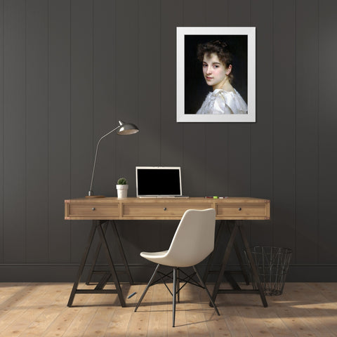 Gabrielle Cot White Modern Wood Framed Art Print by Bouguereau, William-Adolphe