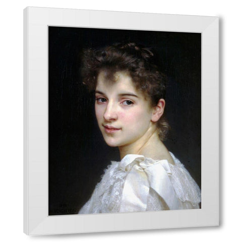 Gabrielle Cot White Modern Wood Framed Art Print by Bouguereau, William-Adolphe