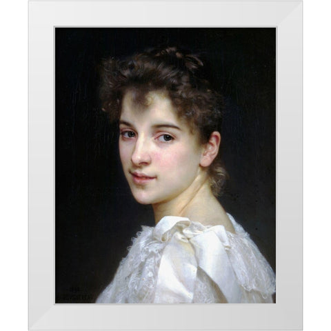 Gabrielle Cot White Modern Wood Framed Art Print by Bouguereau, William-Adolphe