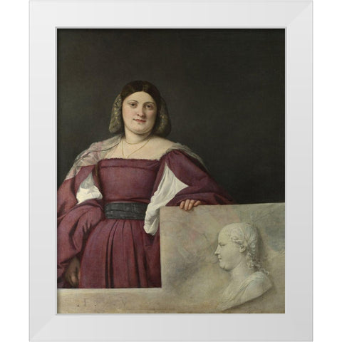La Schiavona White Modern Wood Framed Art Print by Titian