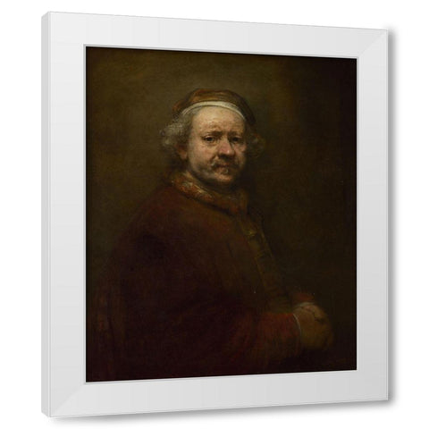 Self-Portrait at the Age of 63 White Modern Wood Framed Art Print by Rembrandt