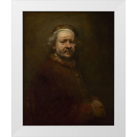 Self-Portrait at the Age of 63 White Modern Wood Framed Art Print by Rembrandt