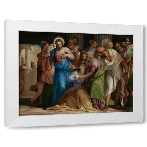The Conversion of Mary Magdalene White Modern Wood Framed Art Print by Veronese, Paolo