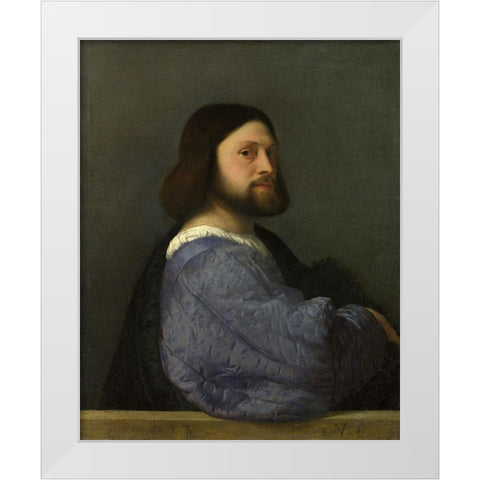 A Man with a Quilted Sleeve White Modern Wood Framed Art Print by Titian