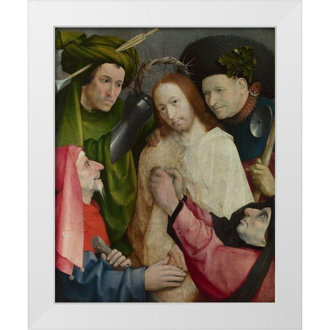 Christ Crowned with Thorns White Modern Wood Framed Art Print by Bosch, Hieronymus