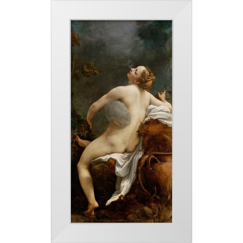 Jupiter and Io White Modern Wood Framed Art Print by Correggio