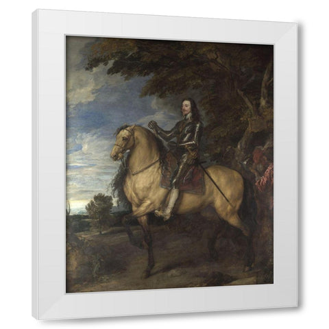 Equestrian Portrait of Charles I White Modern Wood Framed Art Print by van Dyck, Anthony