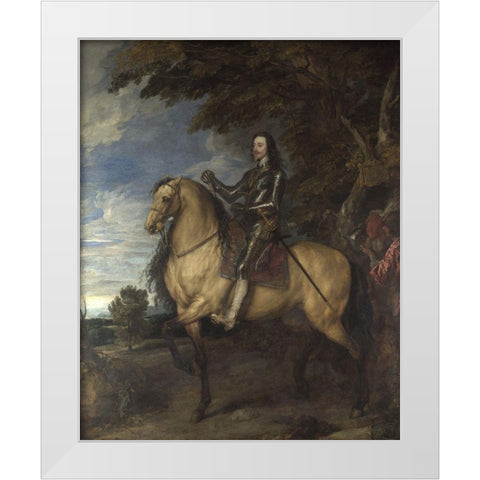 Equestrian Portrait of Charles I White Modern Wood Framed Art Print by van Dyck, Anthony