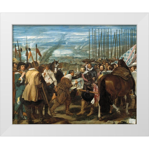 The Surrender of Breda White Modern Wood Framed Art Print by Velazquez, Diego
