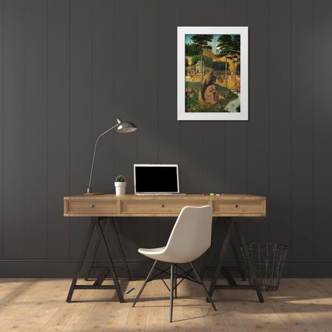 The Temptation of St Anthony White Modern Wood Framed Art Print by Bosch, Hieronymus