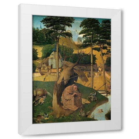 The Temptation of St Anthony White Modern Wood Framed Art Print by Bosch, Hieronymus